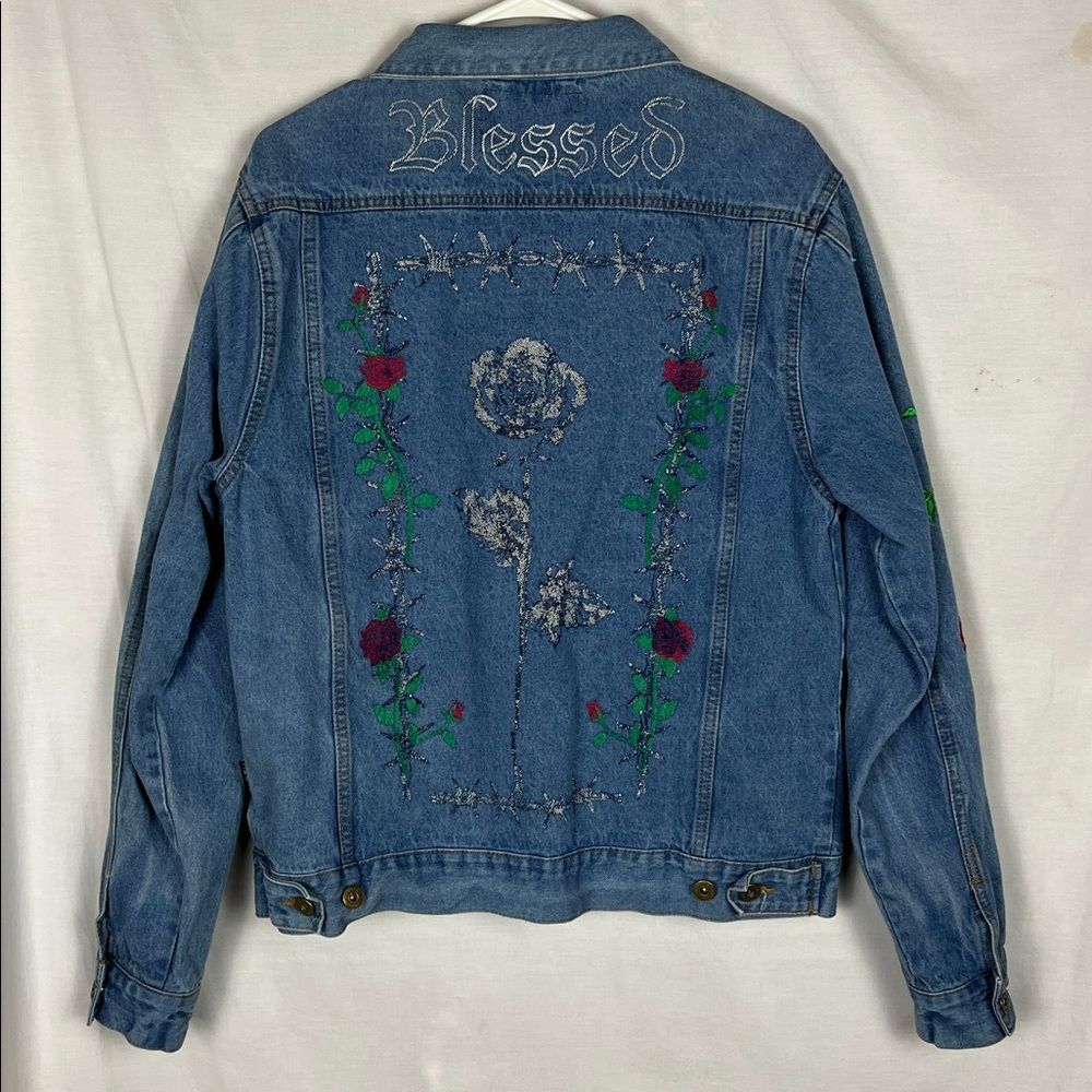Brooklyn Cloth Blessed Rose Button Up Denim Jacket - Picture 6 of 8